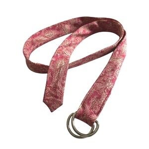 J.Crew Pink Silk Paisley Belt M/L D-Ring Preppy‎ Y2K Quiet Luxury Boho Chic